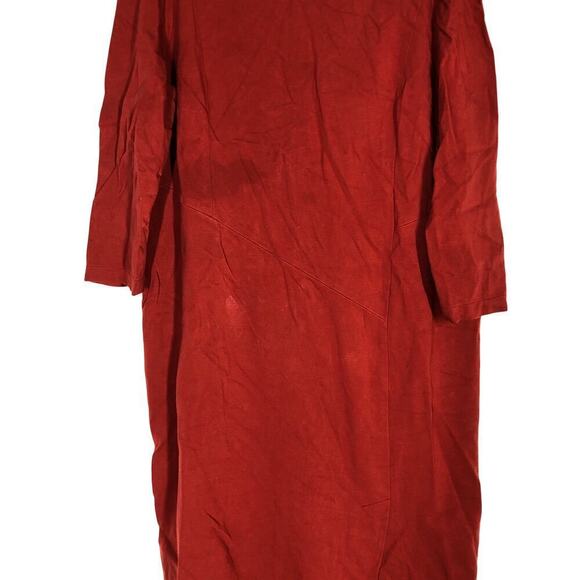Lafayette 148 Aldrich Dress 3/4 Sleeve Boat Neck Midi Carnelian Red 18 - Picture 4 of 10